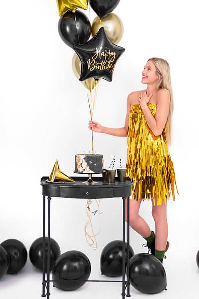 Ballon Mylar Étoile - Happy Birthday - Noir & Or 40cm : Ballons Hélium pour  anniversaire sur Sparklers Club