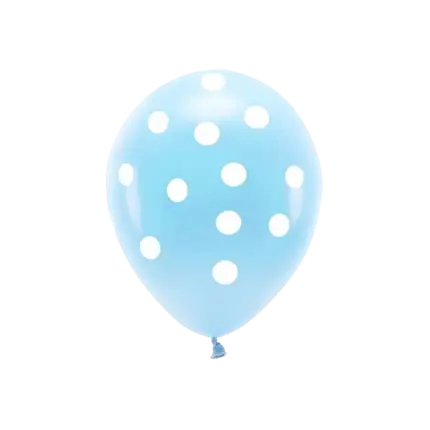 Lot 6 Ballons - Bleu à Pois blanc - 100% BIODÉGRADABLE