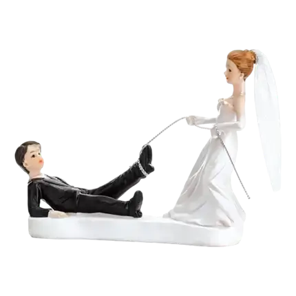 Figurine mariage couple avec corde au pied