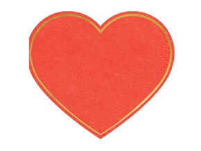 Serviette en papier forme coeur rouge contour or : serviette papier sur  Sparklers Club