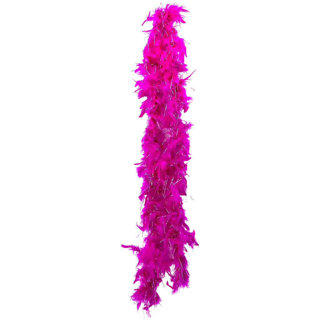 Boa Rose Fuchsia &amp; Argent en Plumes - 1,9 mètres