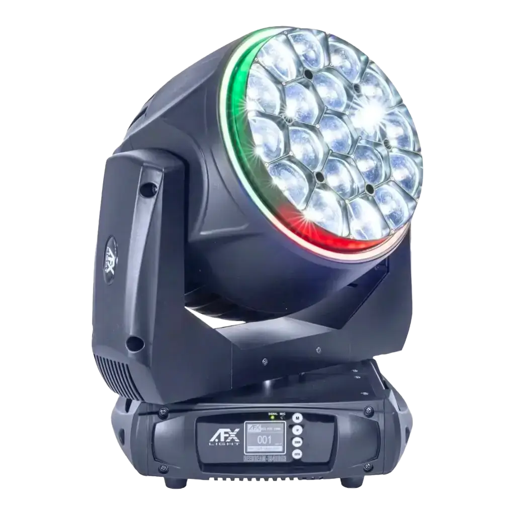 Lyre LED BEE EYE Wash/Zoom + Effets anneaux 19x40W RGBW 