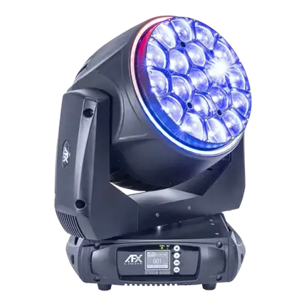 Lyre LED BEE EYE Wash/Zoom + Effets anneaux 19x40W RGBW