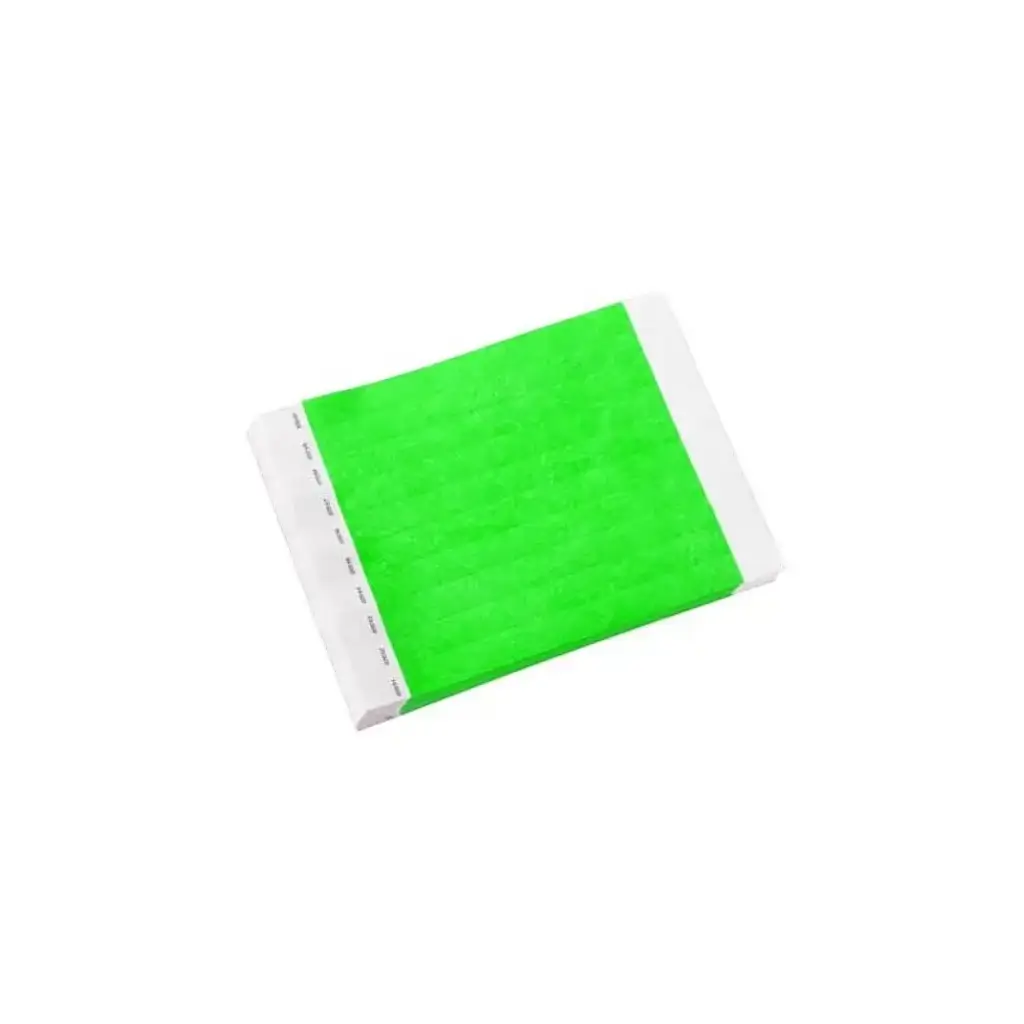 Bracelet Tyvek® Vert Fluo Papier Sans Marquage