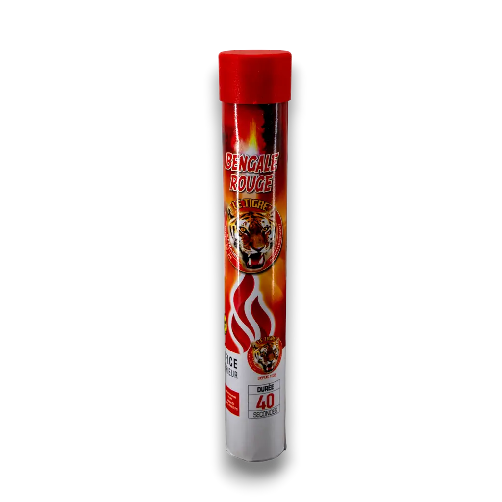 Fumigène Flamme de Bengale ROUGE VIF - Torche durée 40 sec