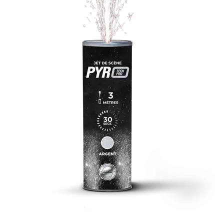 Jets de scène Pyrotech Pro 3 mètres 30 secondes argent