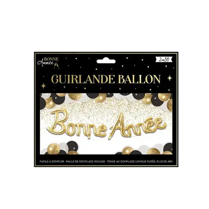 Guirlande de Ballons Doré "Bonne Année" 2,50 mètres