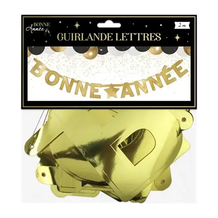 Guirlande Lettres et Etoile Or "Bonne Année" 2 mètres