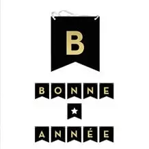 Guirlande à Fanions Bonne Année Noir et Or 3 mètres