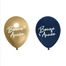 Ballons "Bonne Année" Bleu Marine / Or 30cm - Lot de 8