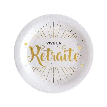 Assiette Vive la Retraite - Lot de 10