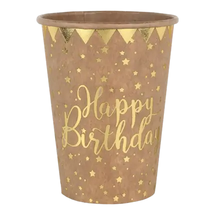 Gobelet Happy Birthday Kraft - lot de 10