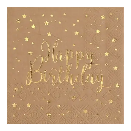 Serviette Happy Birthday Kraft - Lot de 20