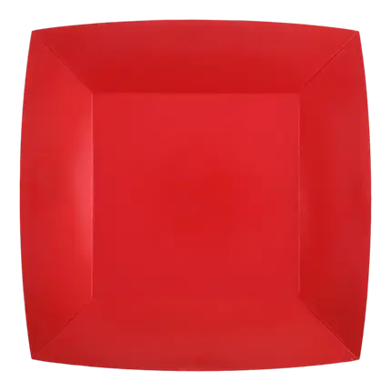 Grande Assiette Carrée Rouge 23cm - Lot de 10