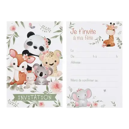 Carte d'invitation Anniversaire Explorateur - Lot de 6