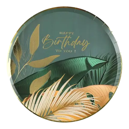 Assiette Birthday Jungle 22,5cm - Lot de 10