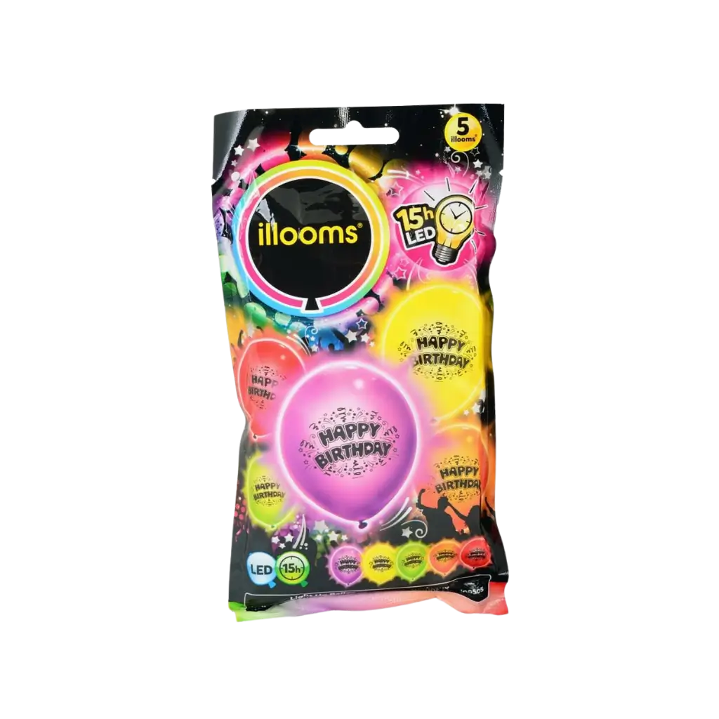 Ballons LED en latex - Happy Birthday illooms® 