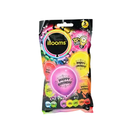 Ballons LED en latex - Happy Birthday illooms® 