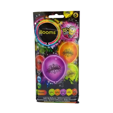 Ballons LED en latex - "Joyeux Anniversaire" illooms®