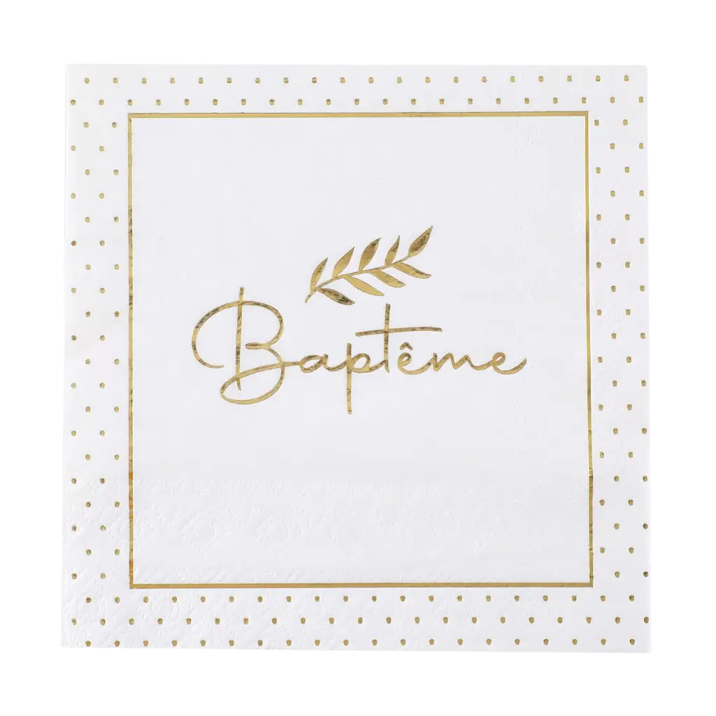 Serviette Baptême - Lot de 20