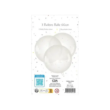 Ballon Bulle transparent ø60cm - Lot de 3