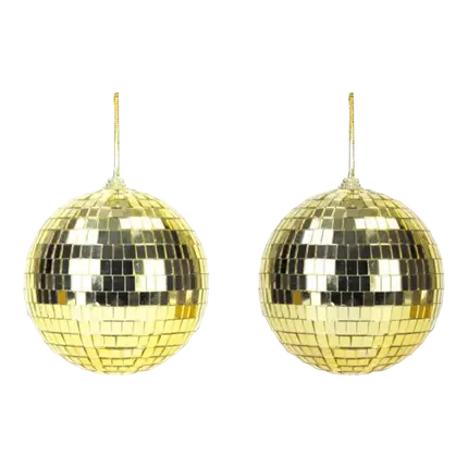 Lot de 2 Boules à Facettes Disco Or - 10cm