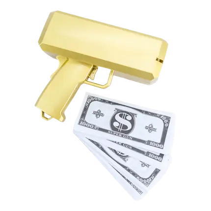 Pistolet à Billets - Couleur or - 100 Faux Billets Inclus