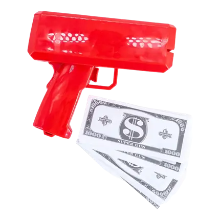 Pistolet à Billets - Couleur Rouge - 100 Faux Billets Inclus