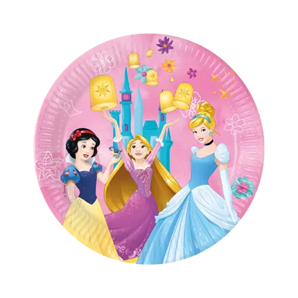 Assiette en carton Princesses Disney ø23cm - Lot de 8