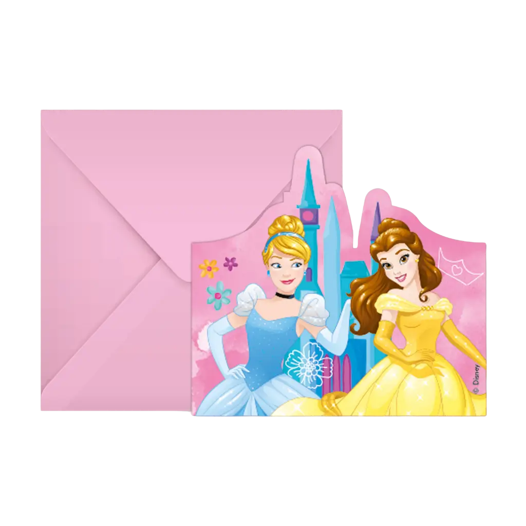 Carte invitation &amp; enveloppe Princesses Disney - Lot de 6