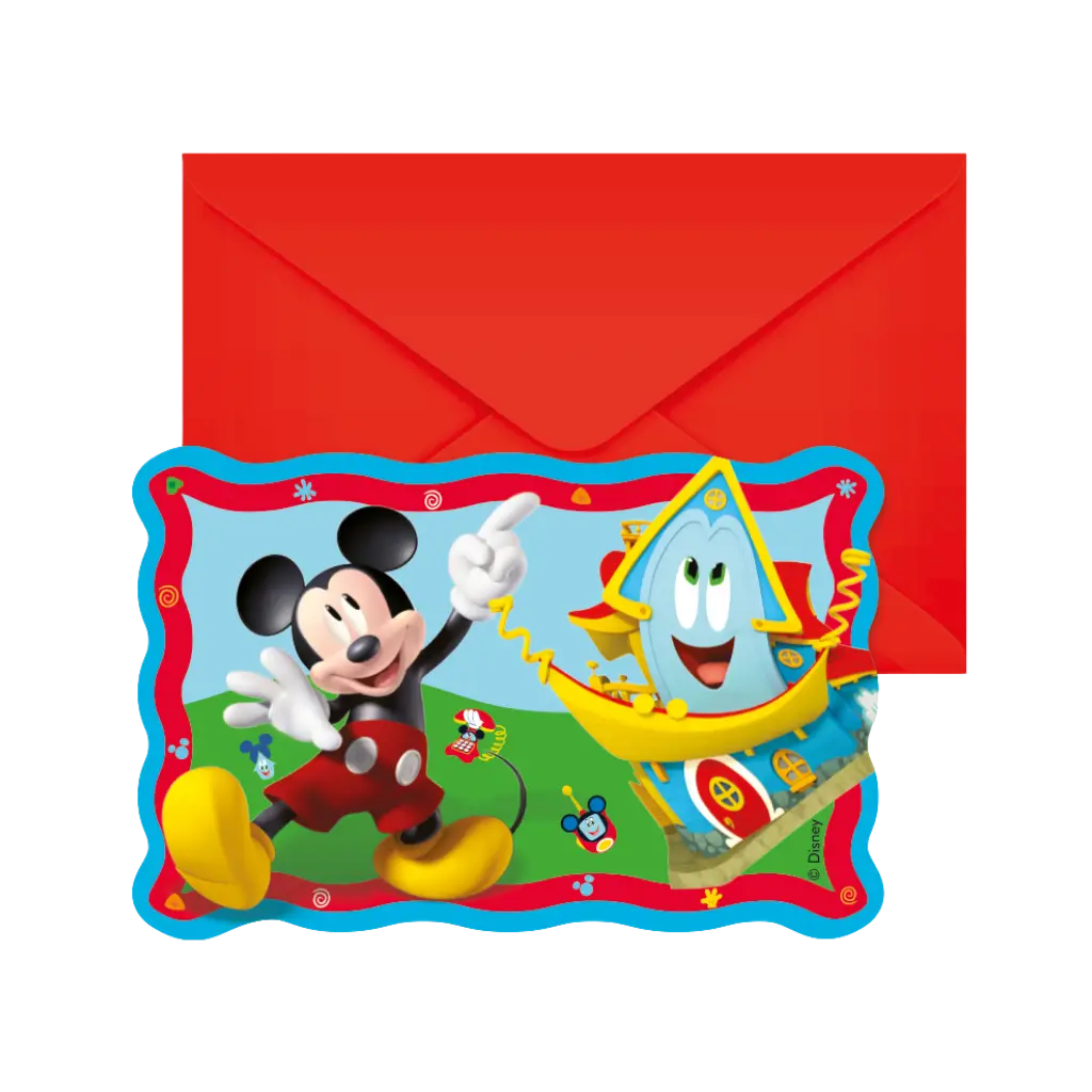 Carte invitation &amp; enveloppe Mickey - Lot de 6