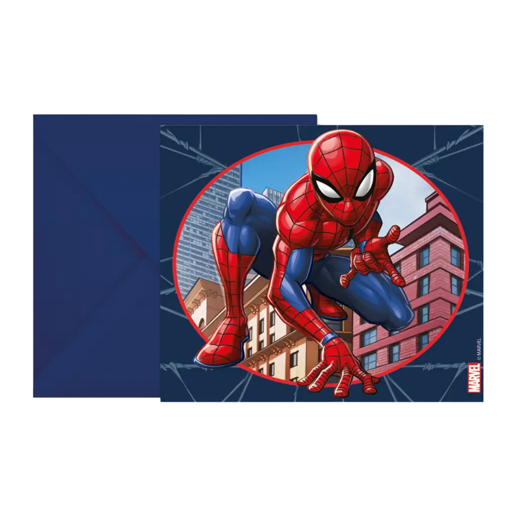 Carte invitation &amp; enveloppe Spiderman - Lot de 6