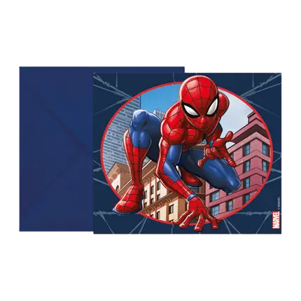 Carte invitation & enveloppe Spiderman - Lot de 6