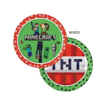 Assiette en carton Minecraft ø23cm - Lot de 8