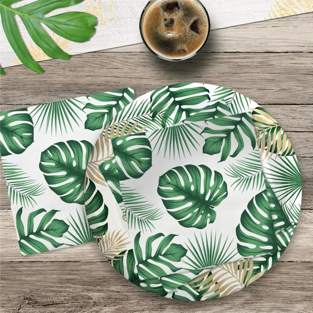 Serviettes Anniversaire Tropical (lot de 10)