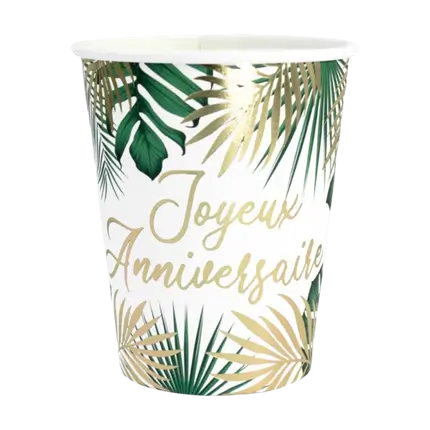 Gobelet Anniversaire Tropical - Lot de 6