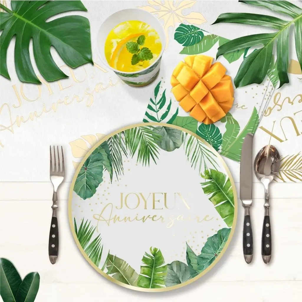 Assiette en papier Tropical Party (Lot de 6)