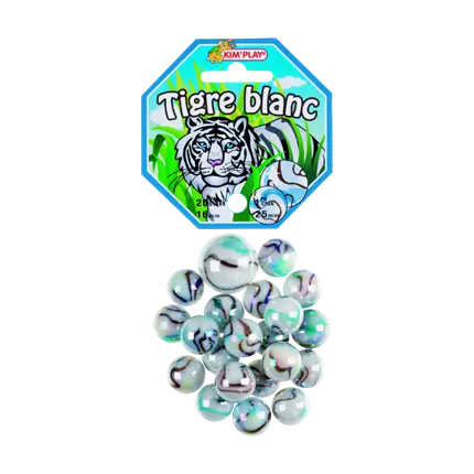 Lot de 20 Billes Tigre Blanc +1 Calot