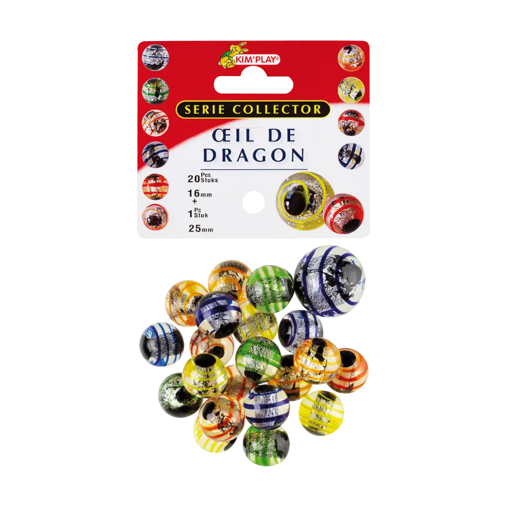 Lot de 20 Billes Œil de Dragon +1 Calot (Serie Collector)