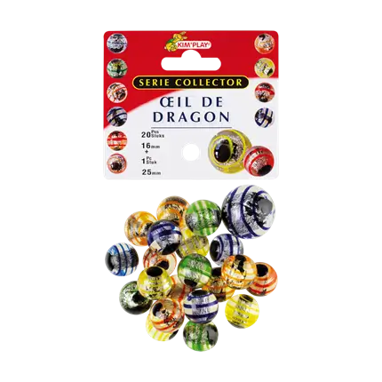 Lot de 20 Billes Œil de Dragon +1 Calot (Serie Collector)