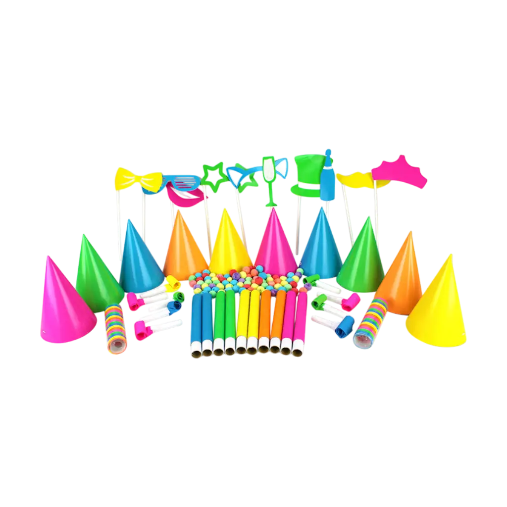 Kit cotillons Fluo multicolore 10 personnes 