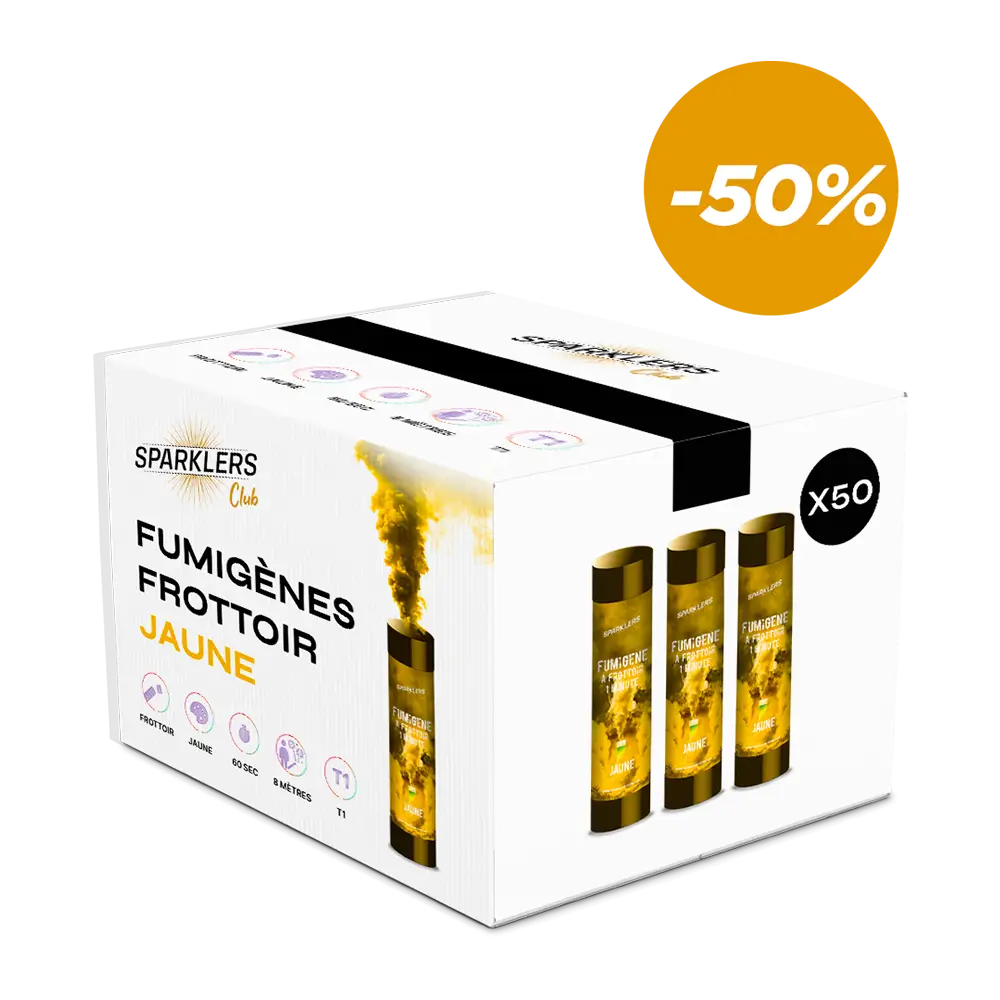 Lot de 50 Fumigènes Frottoir Jaunes à -50% (3,33€ht/pièce)