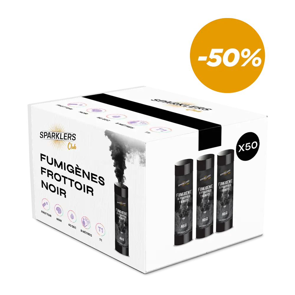 Lot de 50 Fumigènes Frottoir Noirs à -50% (3,33€ht/pièce)