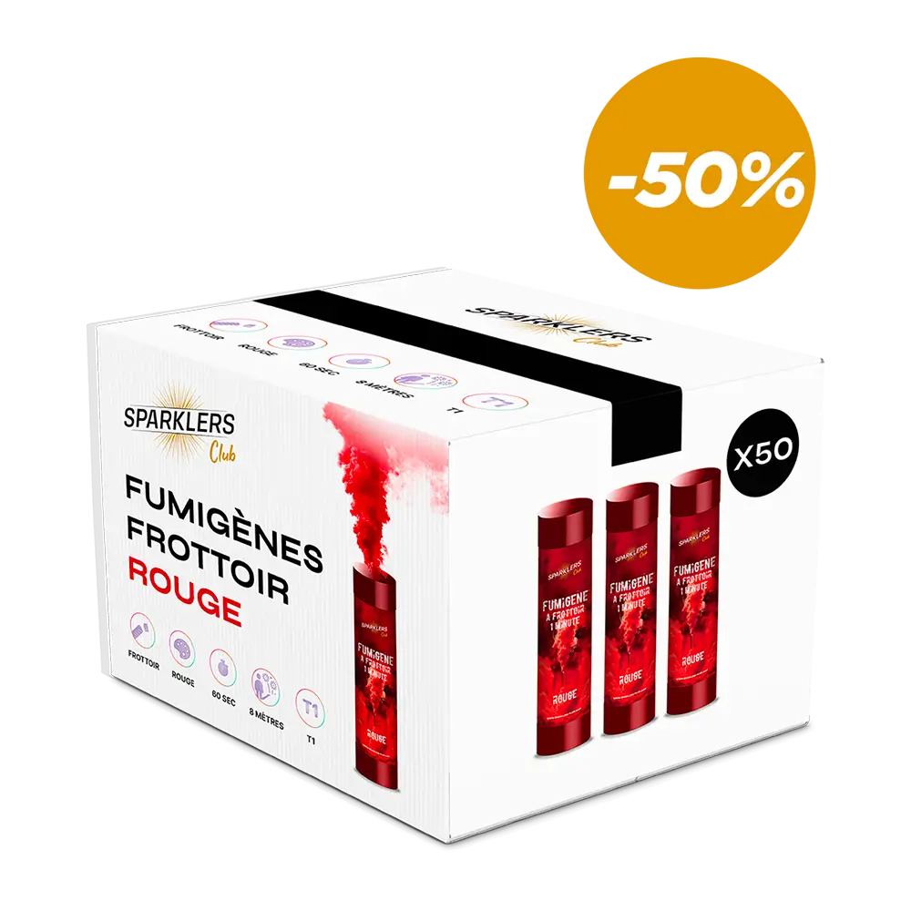 Lot de 50 Fumigènes Frottoir Rouges à -50% (3,33€ht/pièce)