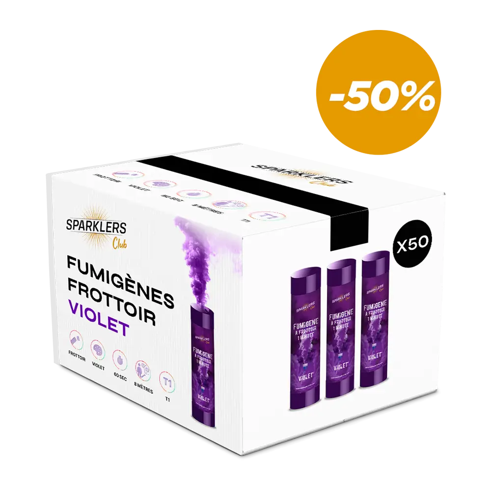 Lot de 50 Fumigènes Frottoir Violets à -50% (3,33€ht/pièce)