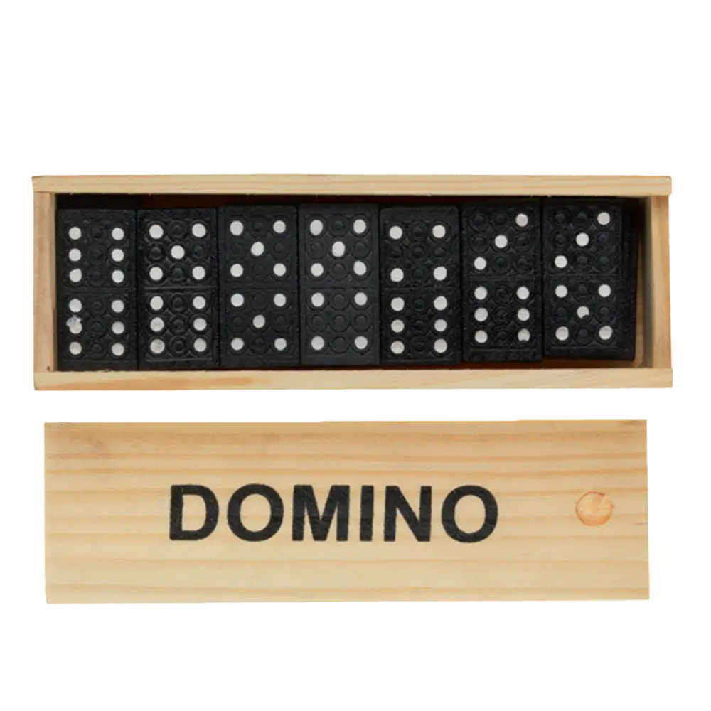 Jeu de Dominos Noir avec Boîte en Bois