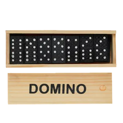 Jeu de Dominos Noir avec Boîte en Bois